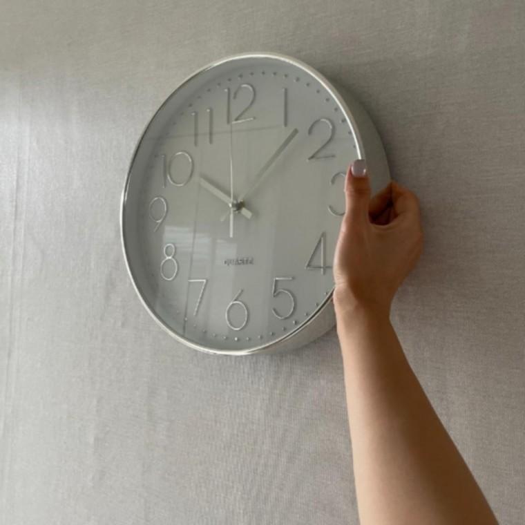 29cm 실버 무소음벽시계 거실 무소음 조용한 벽걸이시계 큰숫자 레트로 엔틱