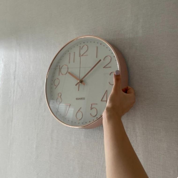 29cm 로즈골드 무소음벽시계 거실 무소음 조용한 벽걸이시계 큰숫자 레트로 엔틱