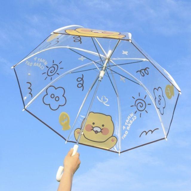 튼튼한 카카오 돔형 8폭 투명 장우산 춘식이 1개