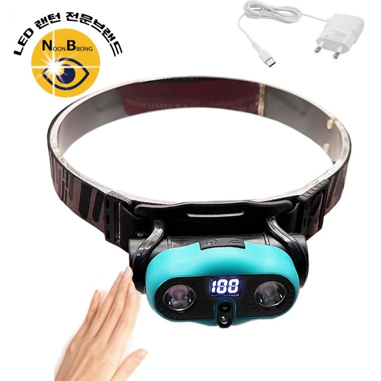 2xXPE LED 충전식 센서 낚시 등산 랜턴 헤드랜턴 DJ718아답터포함