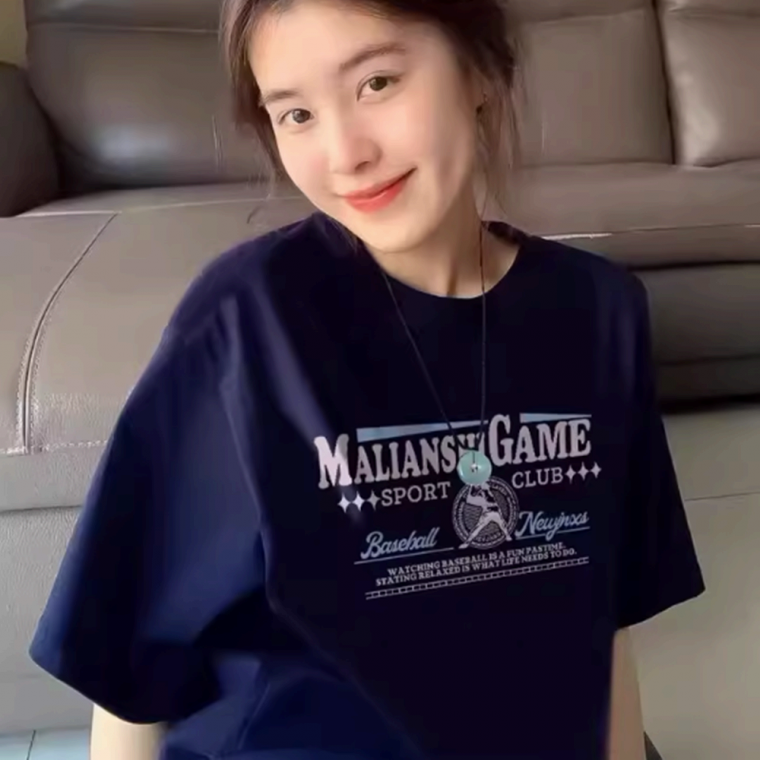 여성 순면 MALIANSHI 빅사이즈 박스티 반팔 오버핏 레터링 티셔츠