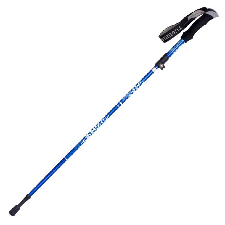 휴대용 등산스틱 접이식 등산지팡이 5단 130cm 블루