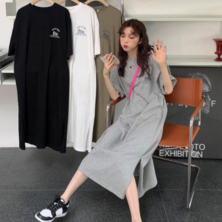 롱원피스 1P 여성 캐주얼 치마 레터링 데일리 패션