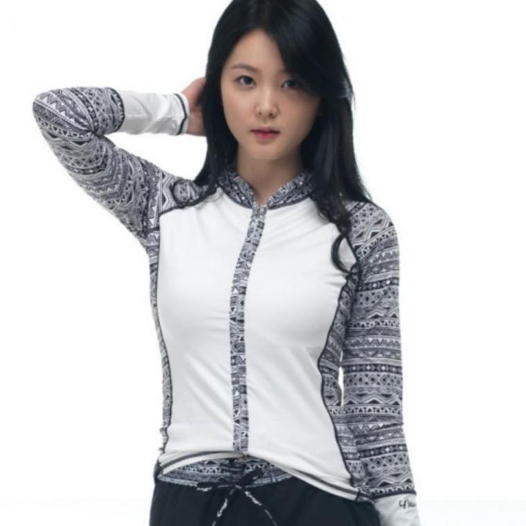 집업 래쉬가드 여성 수영복 긴팔 상의 워터파크 무늬