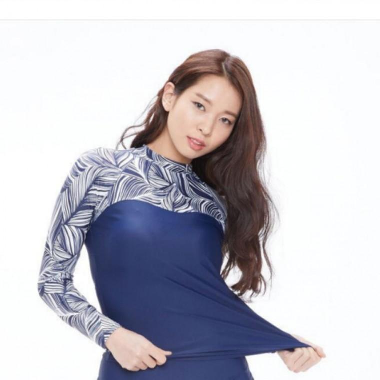 수영복 여성 래쉬가드 상의 긴팔 워터파크 네이비