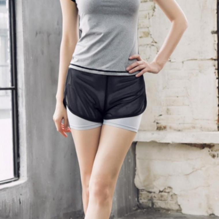 여성 래쉬가드 반바지 요가복 팬츠 이중 트레이닝
