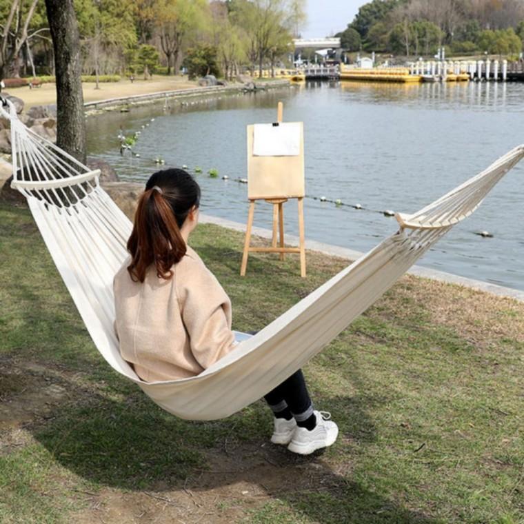 캔버스 해먹 캠핑 침대 거치대 그네 해변 피크닉
