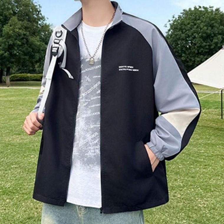 여성 배색 야상 1P 가벼운 집업 방풍 바람막이 하이넥