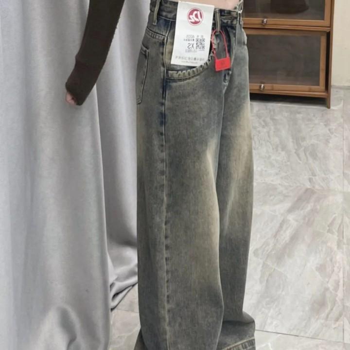 빈티지 워싱 와이드핏 하이웨스트 데님팬츠