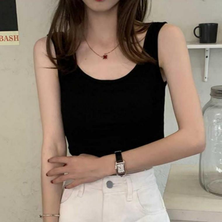 크롭 나시 민소매 이너 티셔츠 여성 탑 데일리