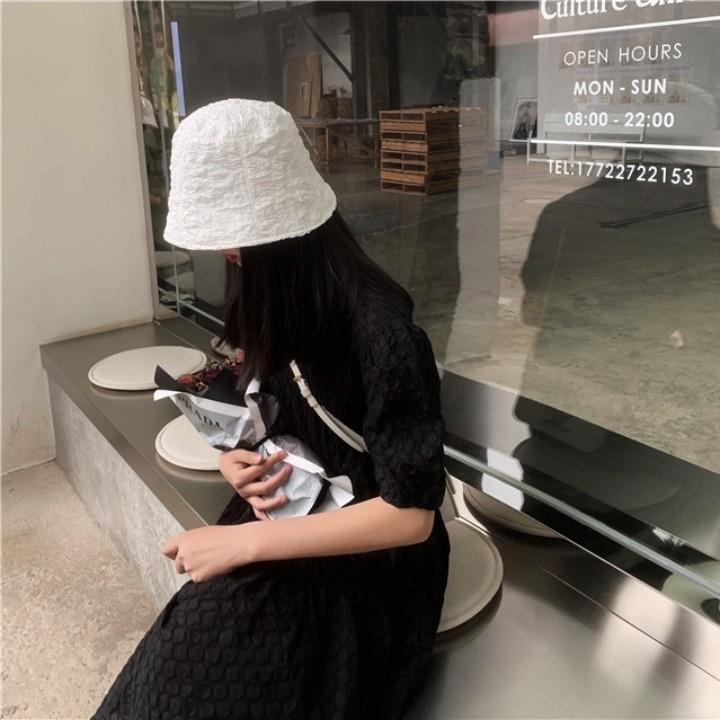 크링클 텍스처 버킷햇