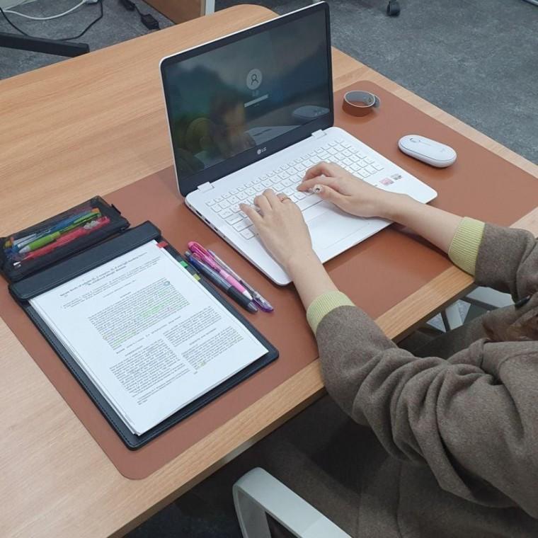 양면 가죽 장패드 데스크 매트 새들 브라운 책상 깔개