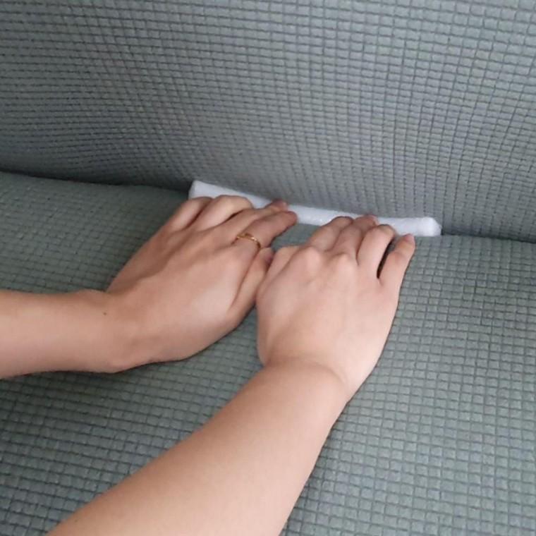 3인용 쇼파 리폼 격자 모양 천갈이 커버 딥그린 패드 소파