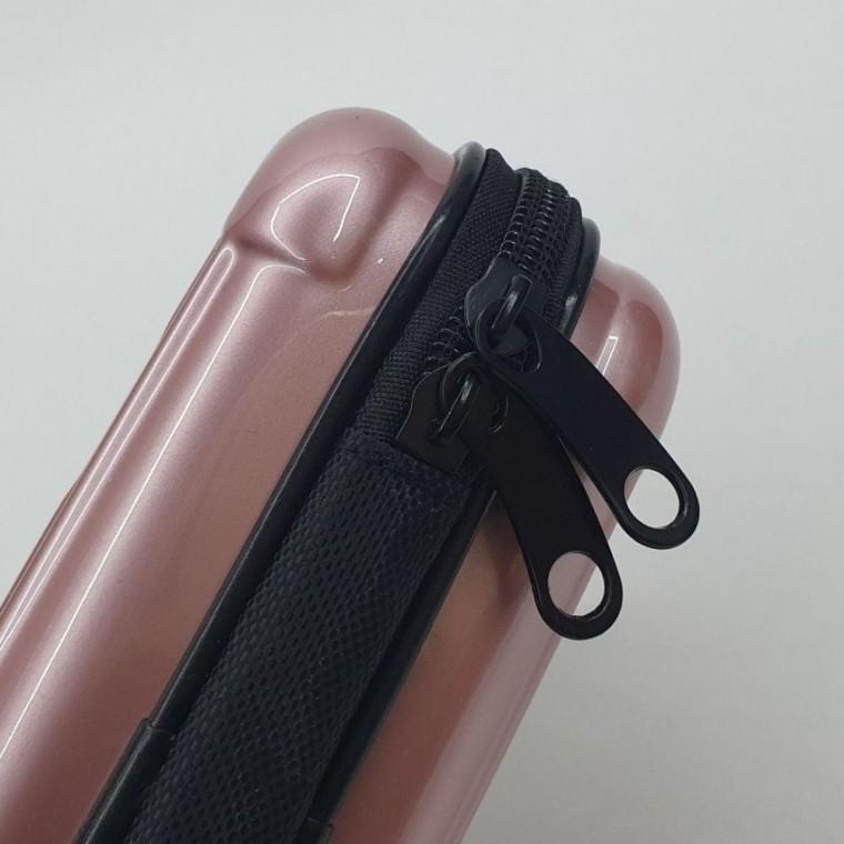 여행용 미니 하드 캐리어 파우치 가방 로즈 골드 어파 모양