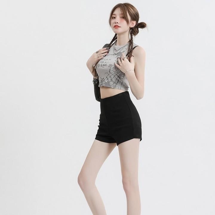 블랙 하이웨이스트 숏팬츠