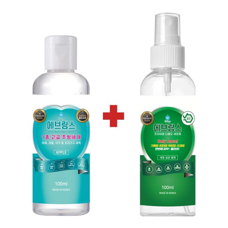 원쁠원(1+1) 한국미라클피플사 에브링스 프리미엄 다용도세정제 100ml+1등급(1종) 주방세제 100ml
