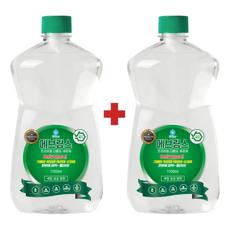 원쁠원(1+1) 한국미라클피플사 에브링스 프리미엄 다용도세정제 1100ml+1100ml 다목적 청소세제