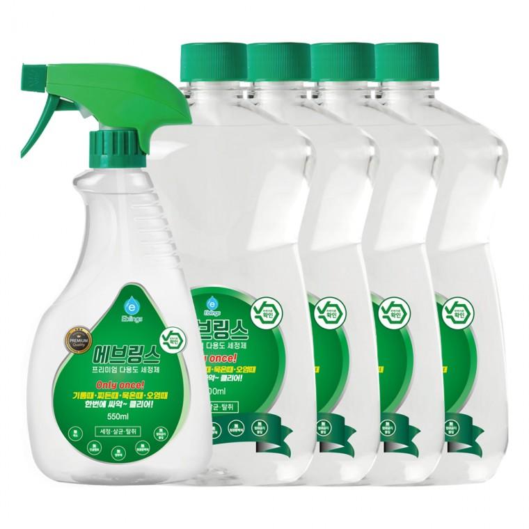 한국미라클피플사 에브링스 다용도 세정제 550ml×1개 1100ml×4개 다목적 청소세제