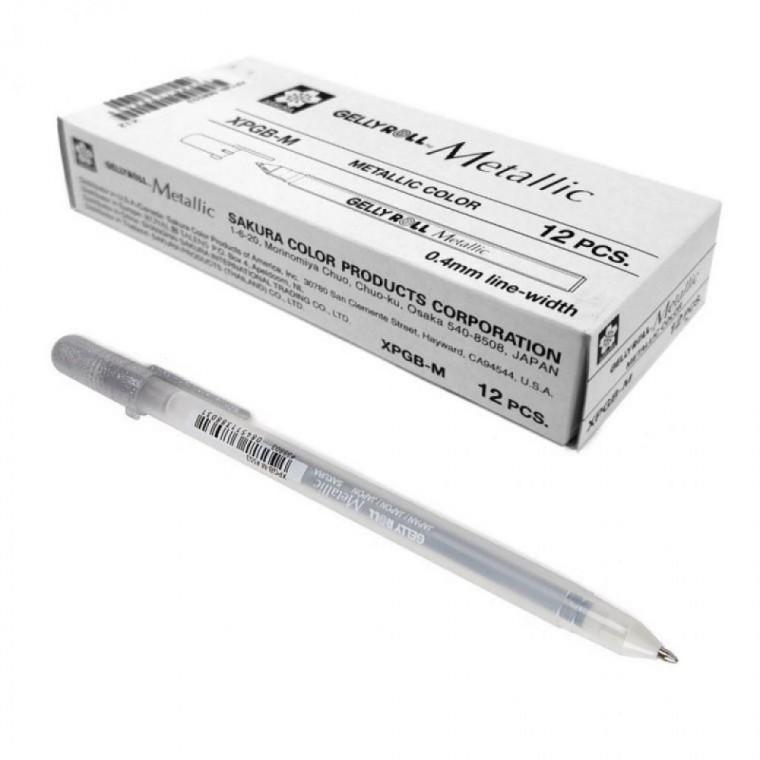 사쿠라 젤리롤펜 겔리롤펜 메탈릭 XPGBM 0.8mm 실버 12개입 1다스