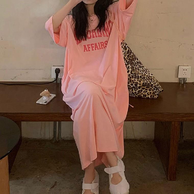 여름 오버핏 레터링 롱원피스 여성 캐주얼 데일리룩