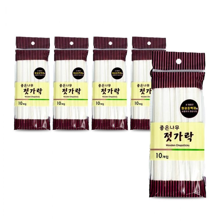 개별종이포장 나무젓가락(10p)-5개 일회용 나무젓가락 위생나무젓가락 업소용젓가락 일회용수저