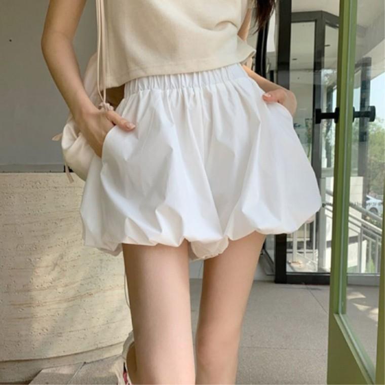 호박반바지 베이직코디 펌킨팬츠 벌룬 허리밴딩 30대여성의류 모던심플 캐주얼한 베이직스타일 라인이예쁜