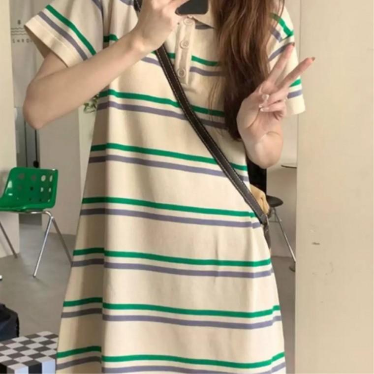 카라 원피스 스트라이프 미니 트렌디한캐주얼룩 하객원피스 세련된원피스 20대코디 30대코디 데일리코디