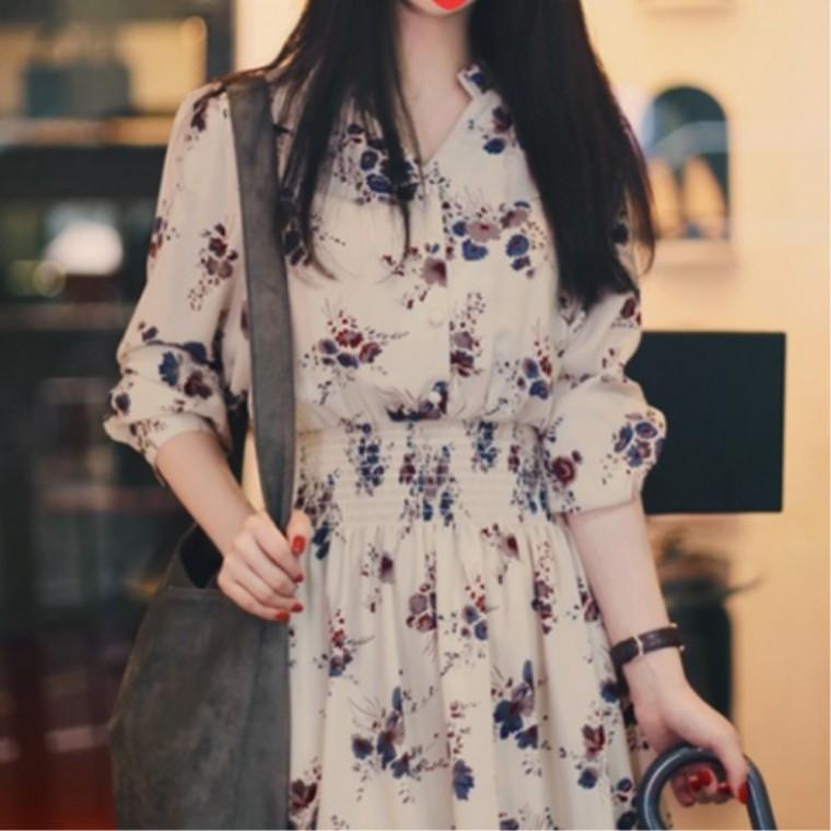 허리밴딩 베이직코디 원피스코디 원피스 하객원피스 트렌디한캐주얼룩 여리여리 패셔너블 깔끔한 플라워