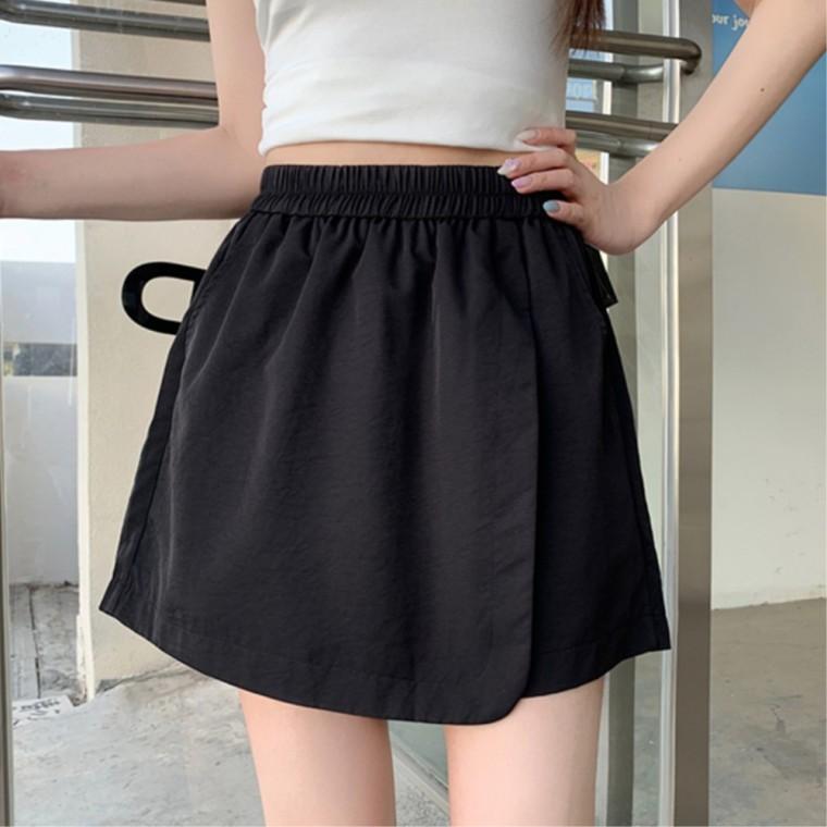 반바지 단정한 라인이예쁜 캐쥬얼룩 30대여성의류 다리길어보이는코디 랩스커트 치마 데일리스타일 밴딩