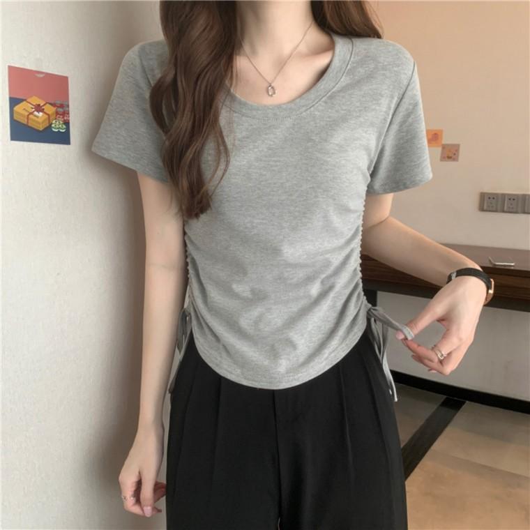 스트링 셔링 반팔티 여름 데일리 슬림핏 꾸안꾸룩