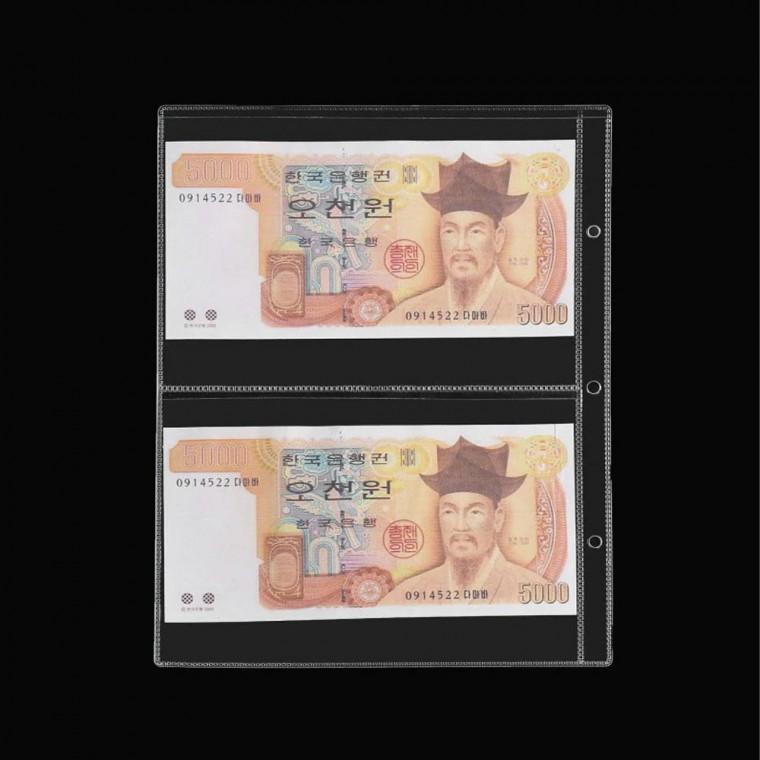 지폐홀더 3홀 2줄 돈 저장 페이지 시트 투명 포켓