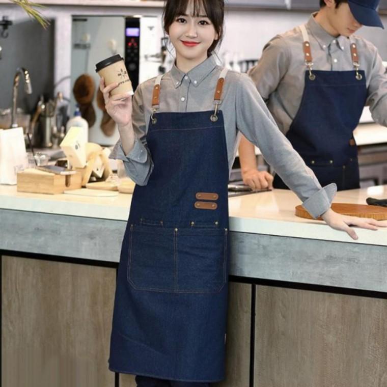앞치마 카페 방수 바리스타 주방 식당 공방 캔버스