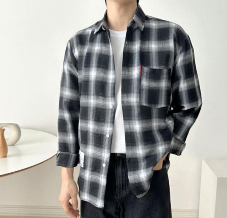 셔츠 남방 체크 루즈핏 학생 베이직 데일리