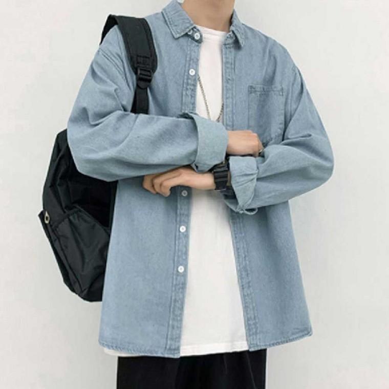 10대 캐주얼룩 봄 코디 스트릿 패션 오버핏 청남방 셔츠