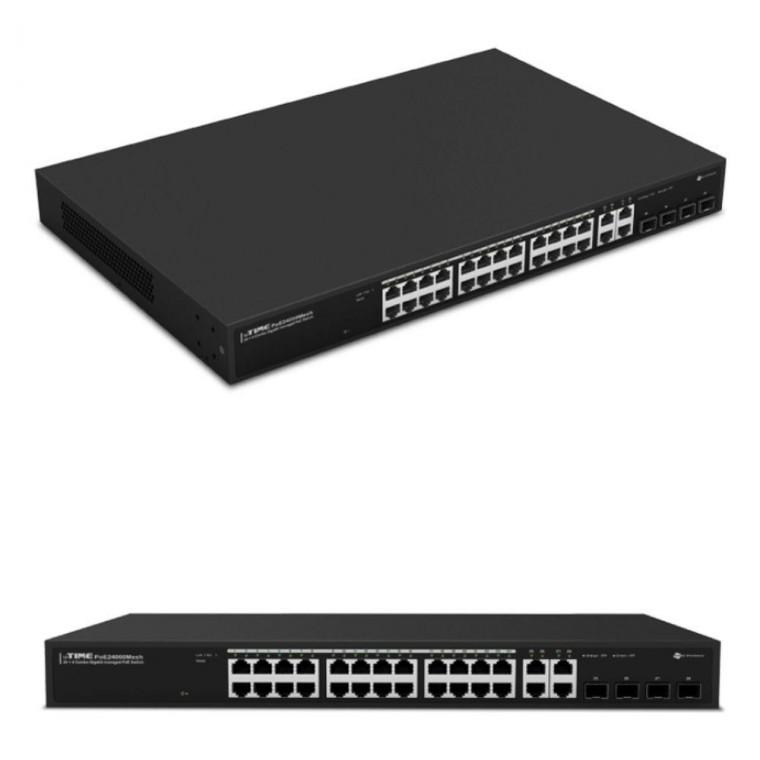 POE+ 450W 24포트 기가 스위칭 허브 4SFP POE24000me