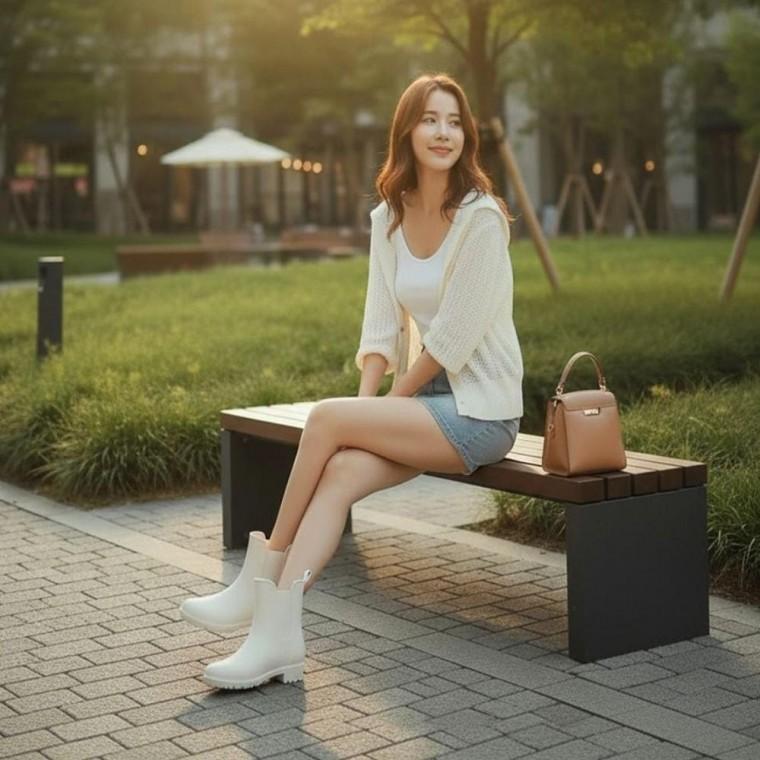 3컬러 여성장화 여성장화 클래식무드 쫀쫀 허리밴딩 장마 레인부츠