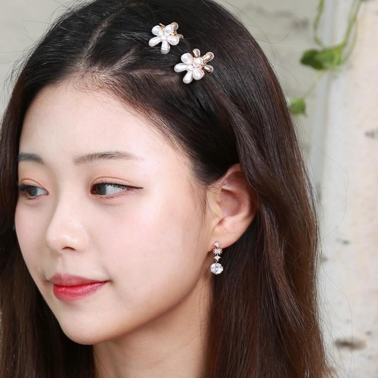 진주플라워 미니 집게핀 단체선물 머리핀