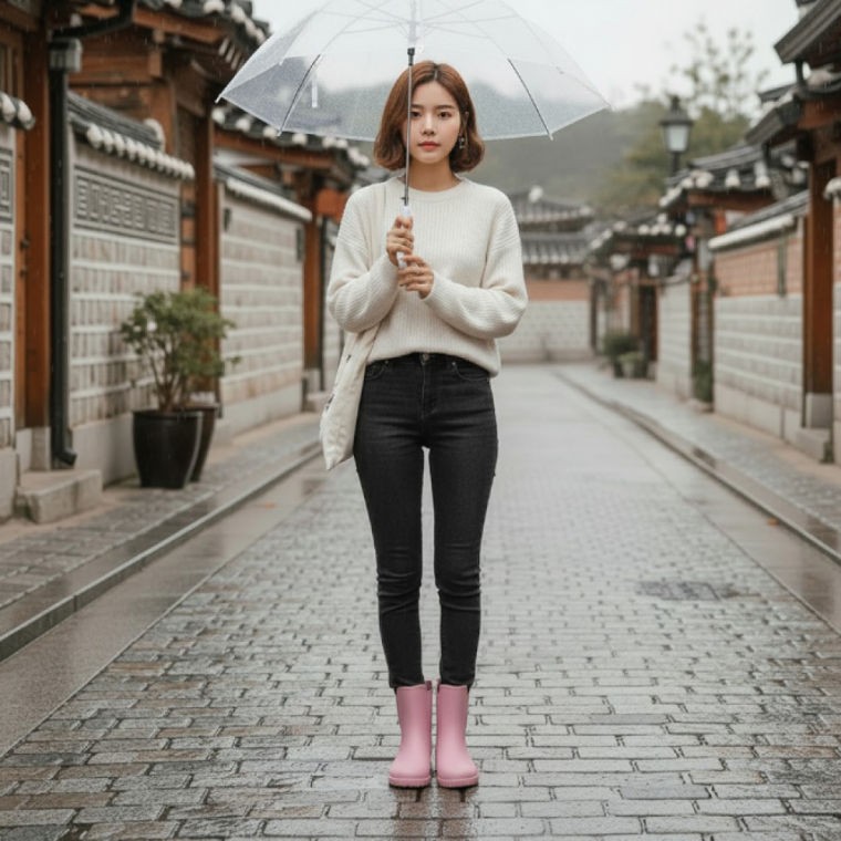 미들 레인부츠 앵클 장화 여성 방수 워커 스타일 장마철 신발