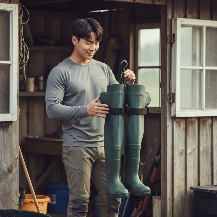 조절 가능한 스트랩 방수 낚시용 장화 건조대 걸이 행거