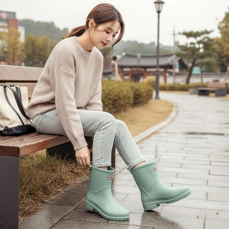 베르던 여성 앵클 미들숏 레인부츠 장화