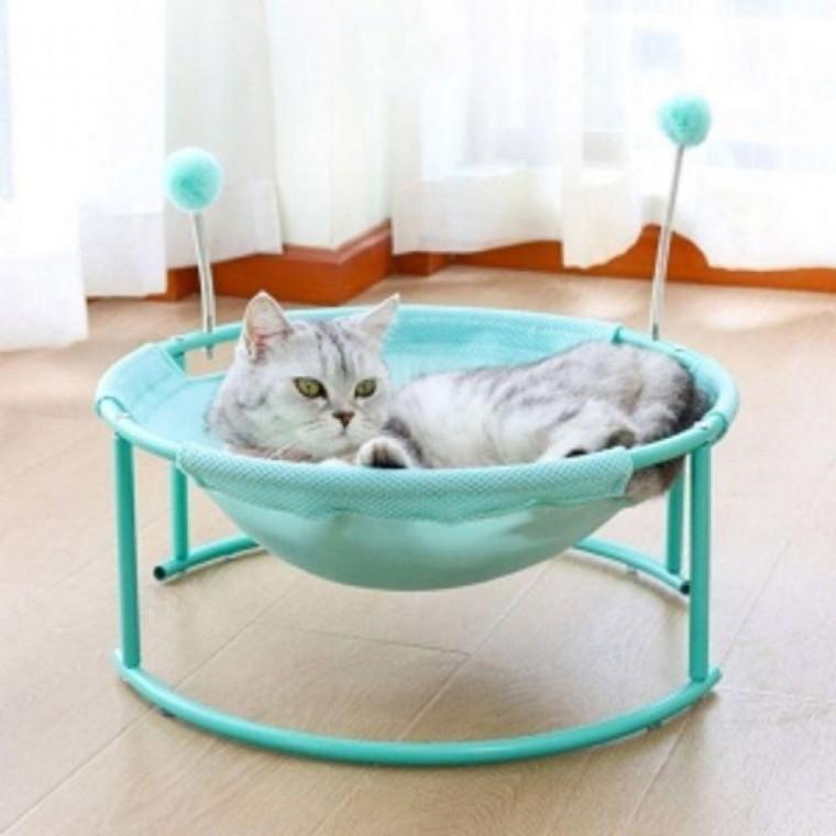 고양이해먹 해먹둥지 폼폼 스프링 고양이 해먹침대 민트 고양이해먹방석