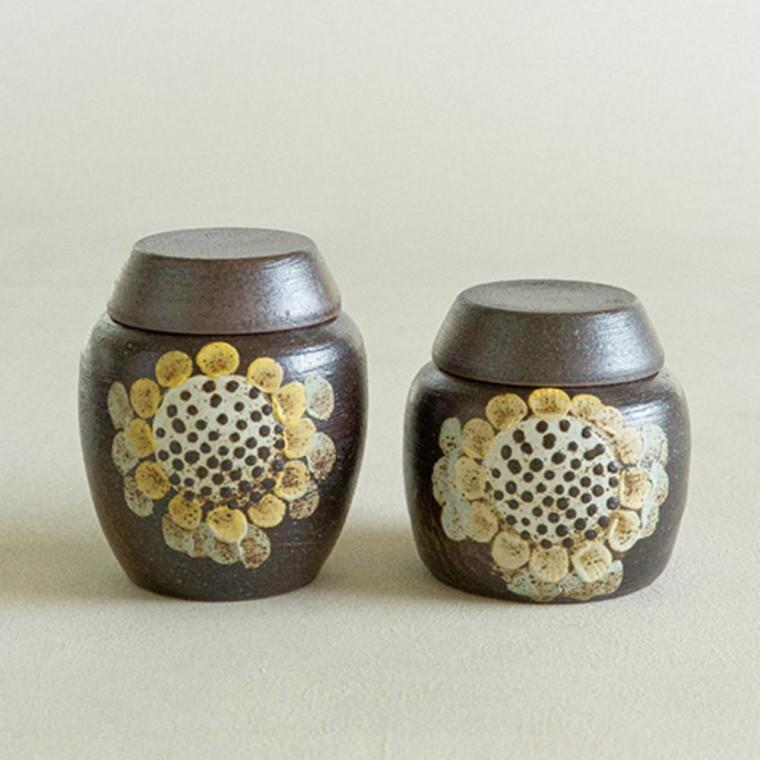 이천도자기 옹기 미니 양념통 해바라기 1호 12cm 소스통 단지