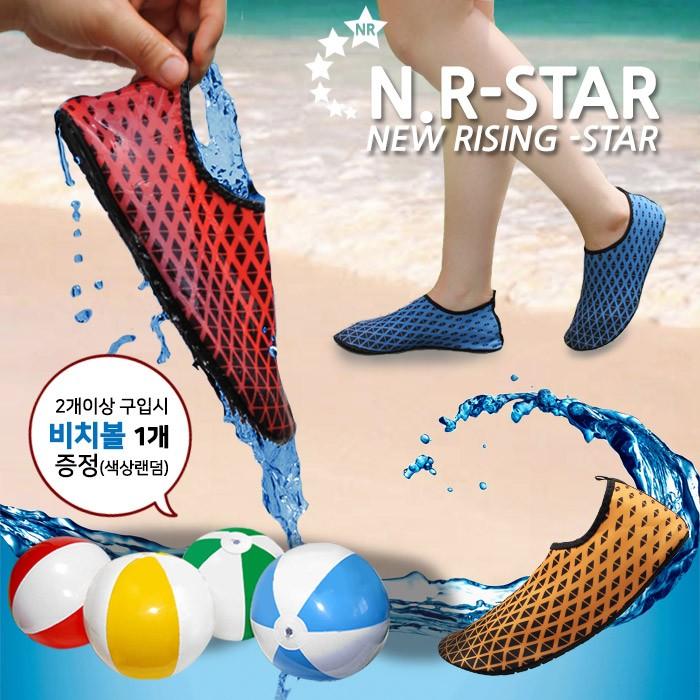 N.R STAR 아쿠아 슈즈 가족 커플 여름 물놀이 핫 아이템 메쉬 깔창 남여공용 워터슈즈
