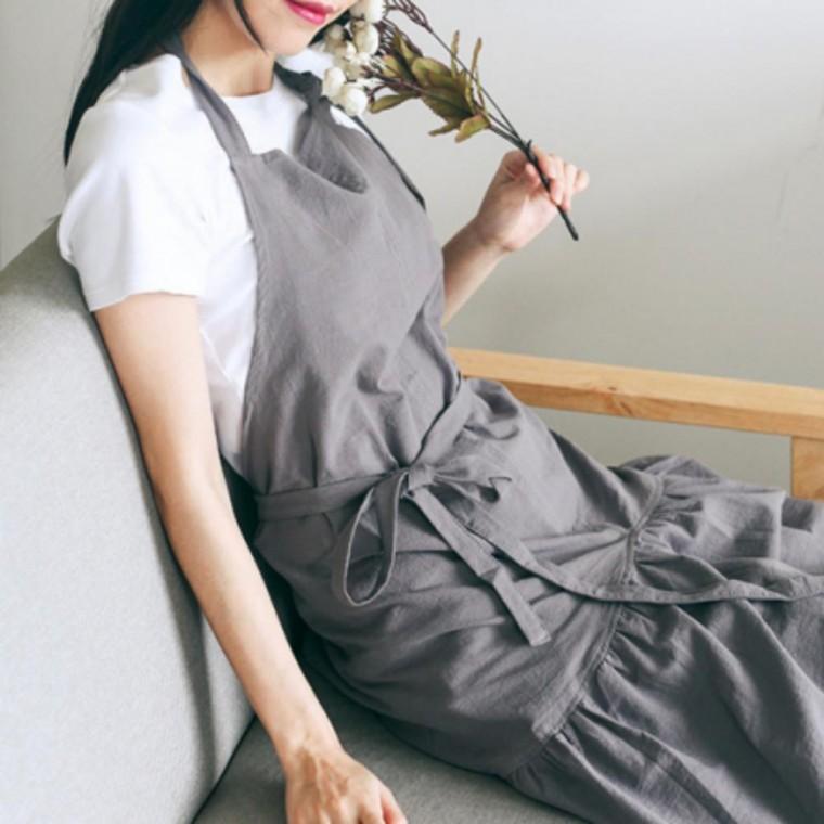 앞치마 프릴 카페 어린이집 린넨 롱 꽃집 러블리