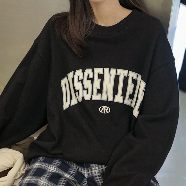 캐주얼 남여 공용 커플 오버핏 라운드 긴팔 티셔츠 여성 여자 맨투맨 라운드티 카라티