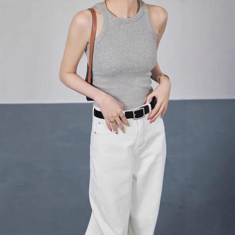 레이어드 홀터넥 나시 민소매티 슬림 세미크롭 끈나시