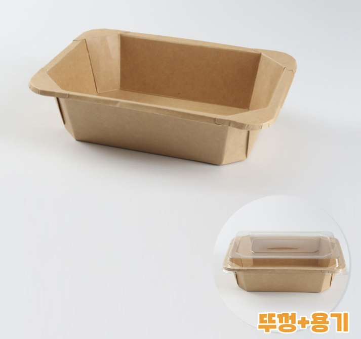 [TONG]천연펄프 JH-RS-1450B 샐러드용기 (1450ml/크라프트/직사각) 300개 세트 [BR]