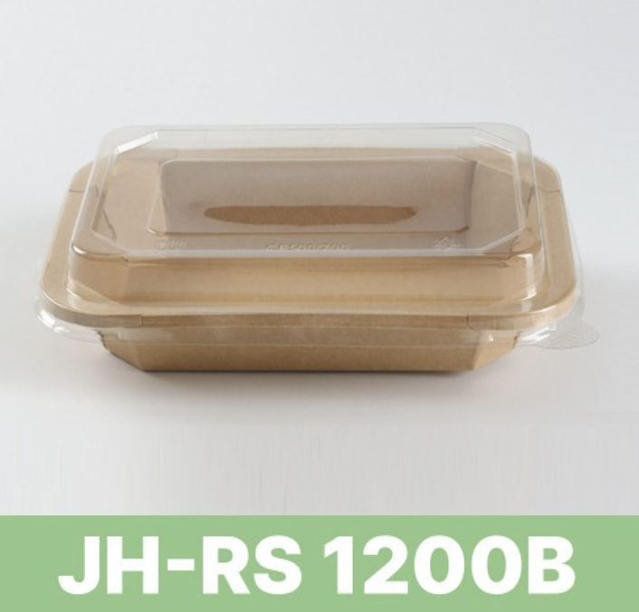 [TONG]천연펄프 JH-RS-1200B 샐러드용기 (1200ml/크라프트/직사각) 300개 세트 [BR]