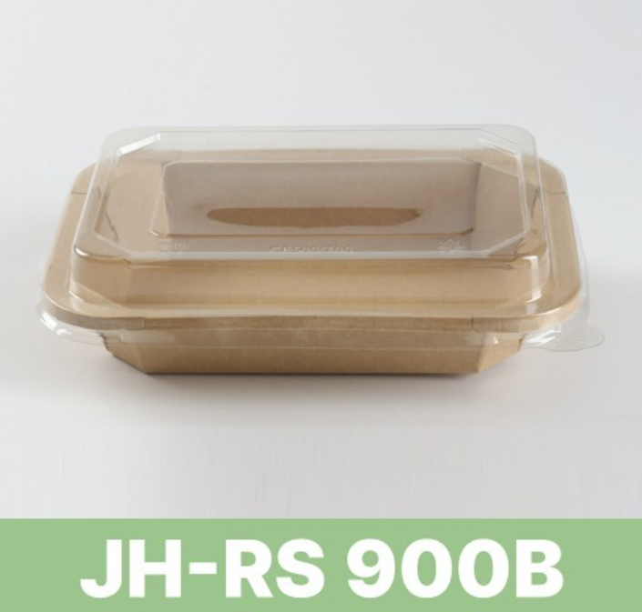 [TONG]천연 펄프 JH-RS-900B 샐러드용기 (900ml/크라프트/직사각) 300개 세트 [BR]