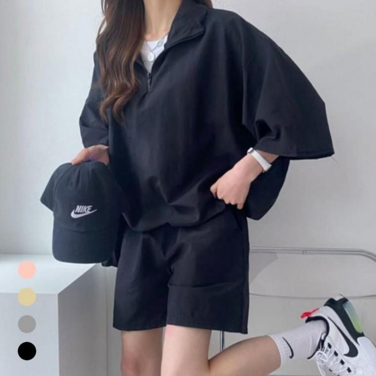 남녀공용 아노락 세트 여름 반팔 운동복 트레이닝복